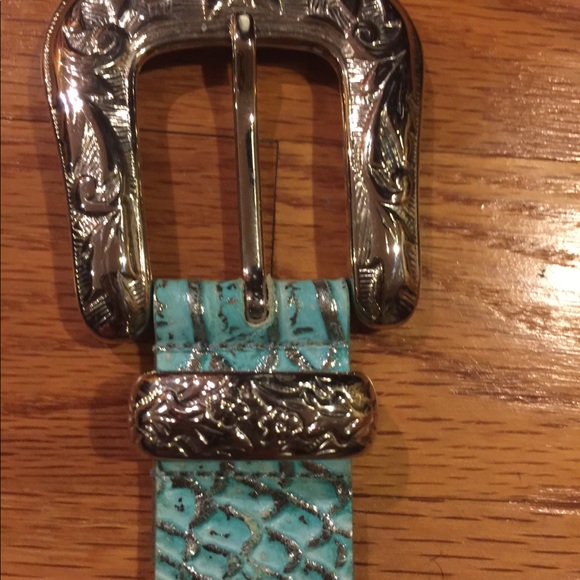 Rhinestones Leather Belt / Made In Italy - Picture 2 of 8